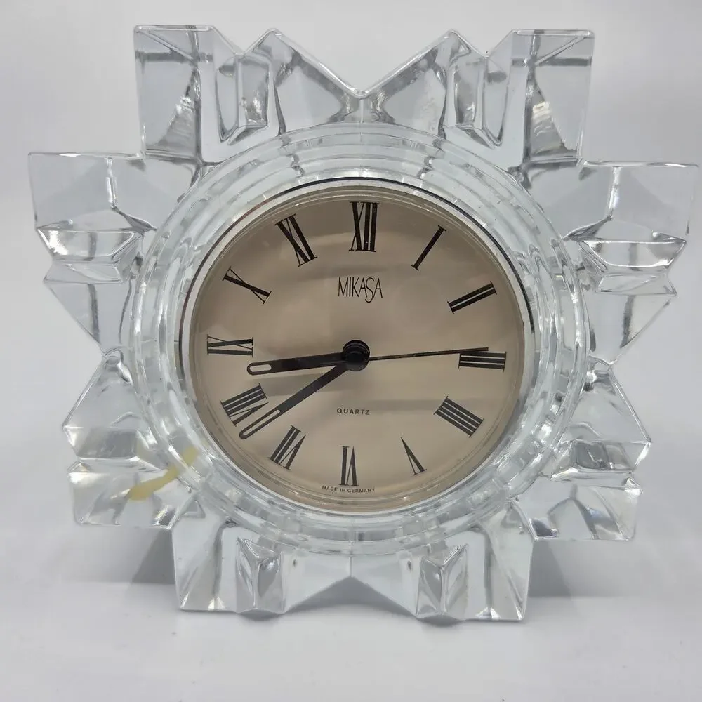 Mikasa Austria Crystal Quartz Desk Clock Art Deco Style Made in Germany Works